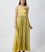 Light-yellow printed cotton kurtis
