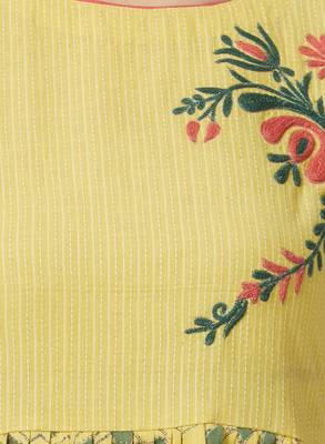 Light-yellow printed cotton kurtis 5