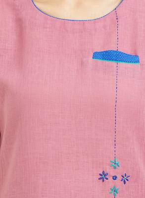Pink plain linen kurtis 5