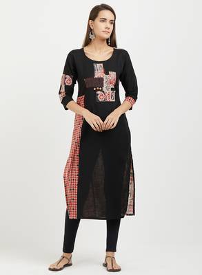 Black printed cotton kurtis 1