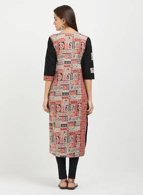 Black printed cotton kurtis 2