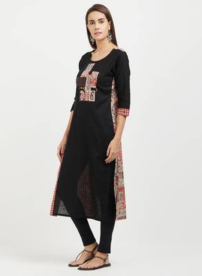 Black printed cotton kurtis 4