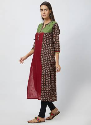 Black printed cotton kurtis 4