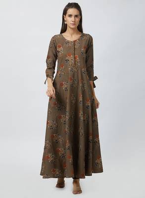 Coffee printed cotton kurtis 1