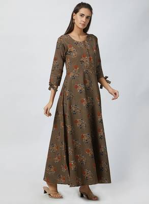 Coffee printed cotton kurtis 3