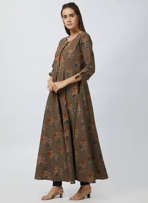 Coffee printed cotton kurtis 4