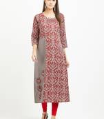 Maroon printed cotton kurtis