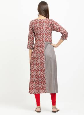 Maroon printed cotton kurtis 2