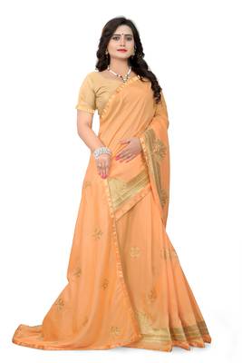 Cream Embroidered Georgette Saree With Blouse 2