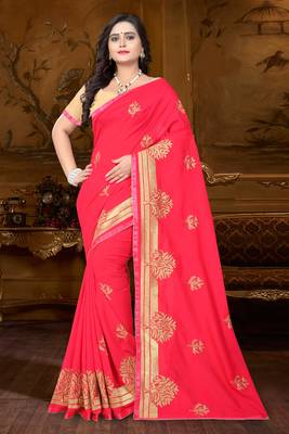 Pink Embroidered Georgette Saree With Blouse 1