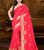 Pink Embroidered Georgette Saree With Blouse