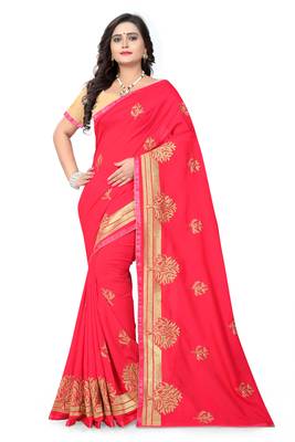 Pink Embroidered Georgette Saree With Blouse 2