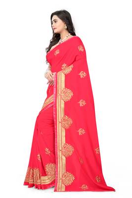 Pink Embroidered Georgette Saree With Blouse 4