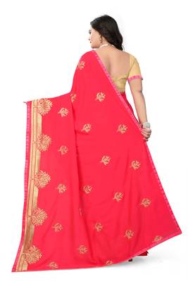 Pink Embroidered Georgette Saree With Blouse 5