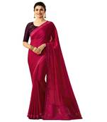 Pink plain silk saree with blouse