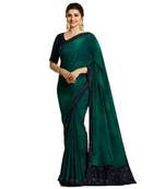 Green printed silk saree with blouse