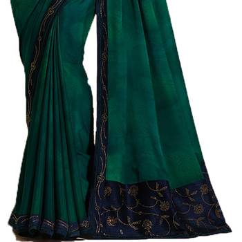 Green printed silk saree with blouse 3