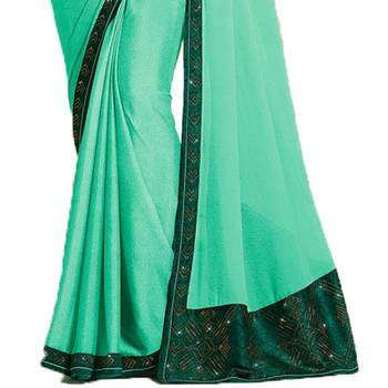 Blue plain silk saree with blouse 3