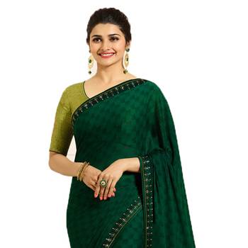 Green printed silk saree with blouse 2