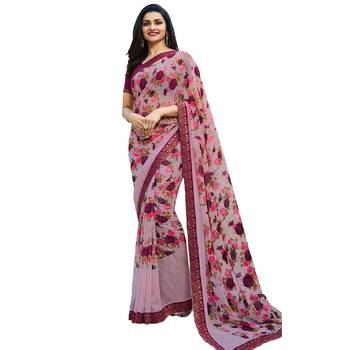 Multicolor printed georgette  saree with blouse 1