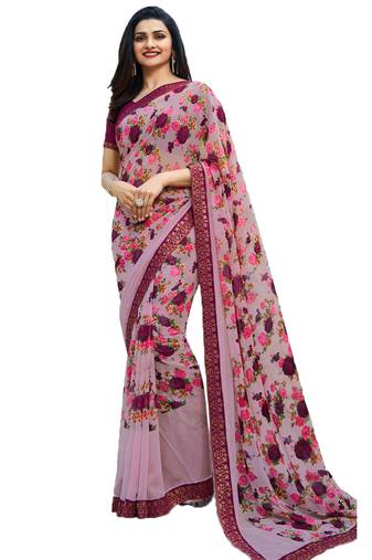 Multicolor printed georgette  saree with blouse