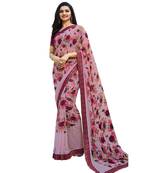 Multicolor printed georgette  saree with blouse
