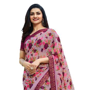 Multicolor printed georgette  saree with blouse 2