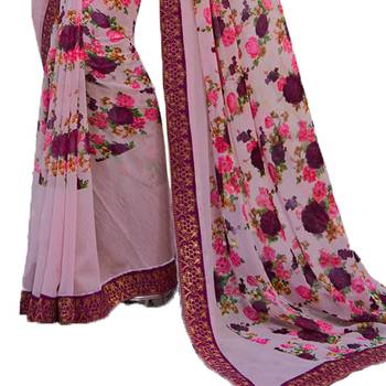 Multicolor printed georgette  saree with blouse 3