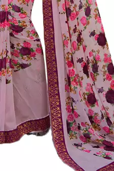 Multicolor printed georgette  saree with blouse