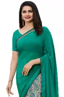 Blue printed georgette  saree with blouse