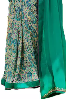 Blue printed georgette  saree with blouse