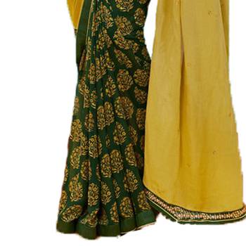 Yellow printed georgette  saree with blouse 3