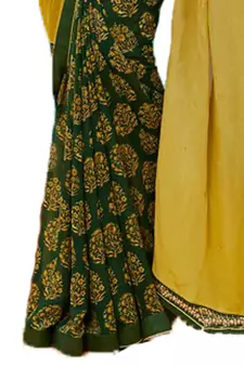 Yellow printed georgette  saree with blouse