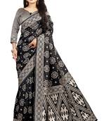 Black woven cotton silk saree with blouse