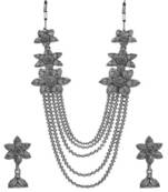 Silver crystal navratri-jewellery