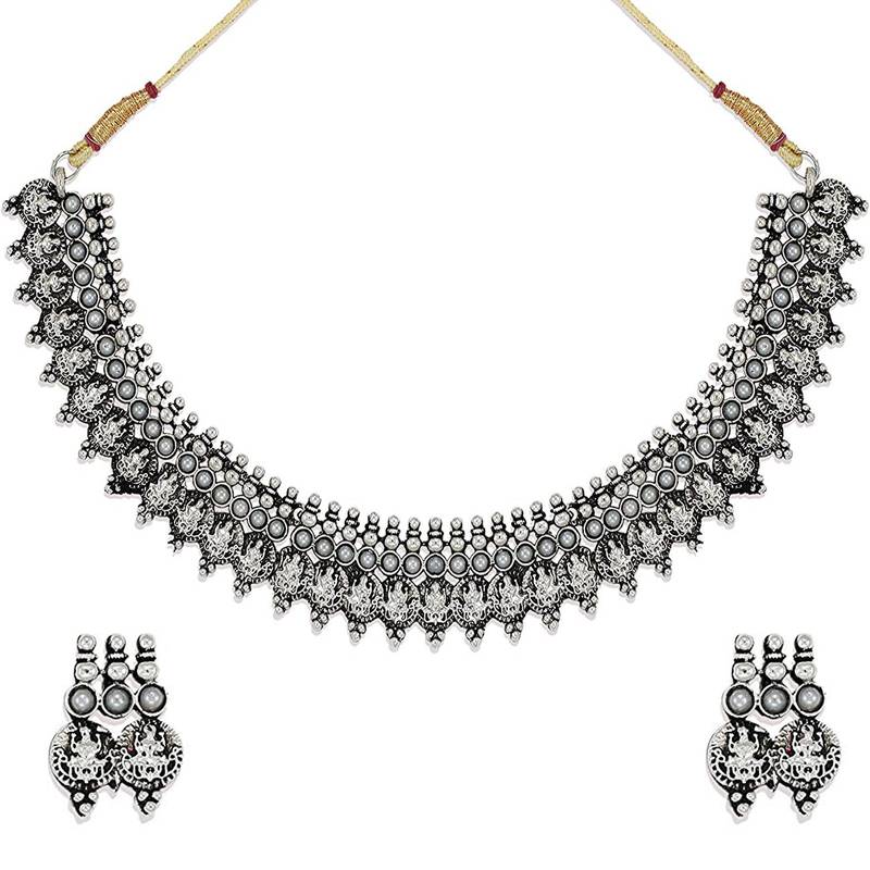 Silver crystal navratri-jewellery