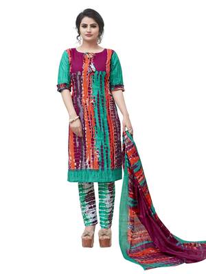 Multi Fancy Poly Cotton Unstitched Salwar With Dupatta 1