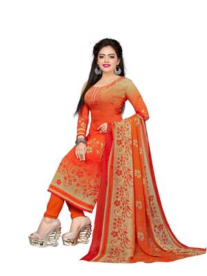 Navy Blue Fancy Cotton Unstitched Salwar With Dupatta 1