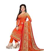 Navy Blue Fancy Cotton Unstitched Salwar With Dupatta