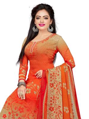 Navy Blue Fancy Cotton Unstitched Salwar With Dupatta 2