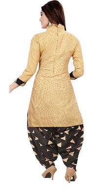 Beige screen print cotton salwar with dupatta 2