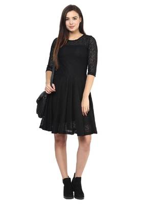 Black Plain Net Stitched Kurti 1