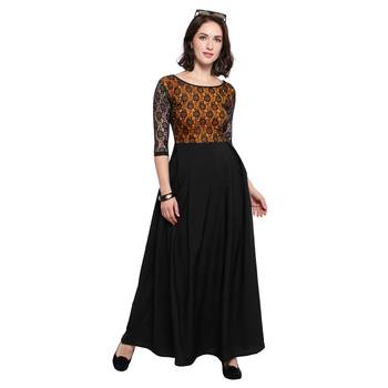 Black Plain Net Stitched Kurti 1