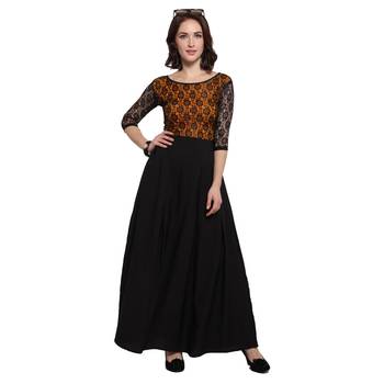 Black Plain Net Stitched Kurti 4