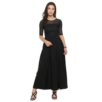 Black Plain Net Stitched Kurti 1