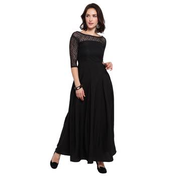 Black Plain Net Stitched Kurti 2