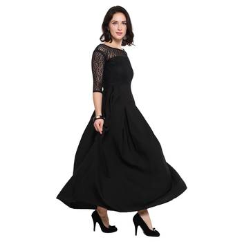 Black Plain Net Stitched Kurti 3
