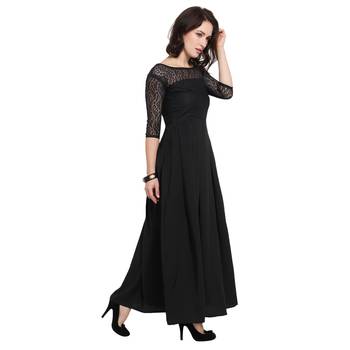 Black Plain Net Stitched Kurti 5
