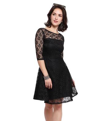 Black Plain Net Stitched Kurti 2