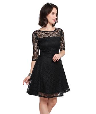 Black Plain Net Stitched Kurti 3